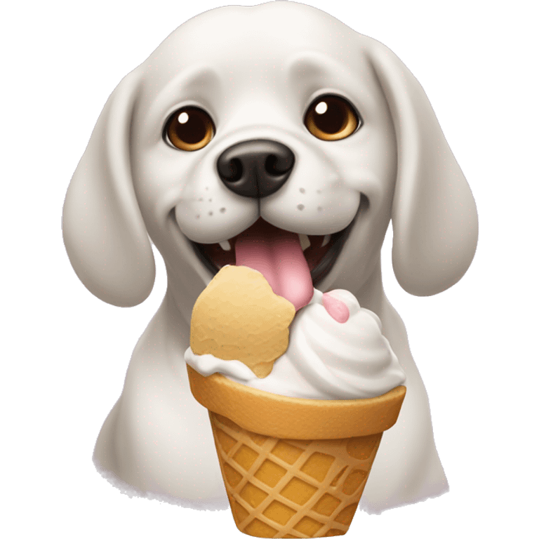 A dog eating ice cream emoji