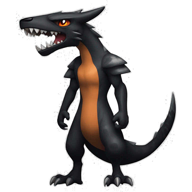 Black Cool Edgy Nargacuga-Garchomp-Houndoom-Sergal Fakémon with Edgy markings,  full body emoji