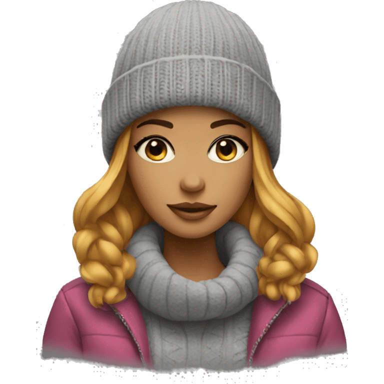 Stylish girl in beanie emoji