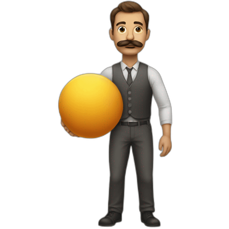 Man with mustache strenuously carrying heavy balls emoji