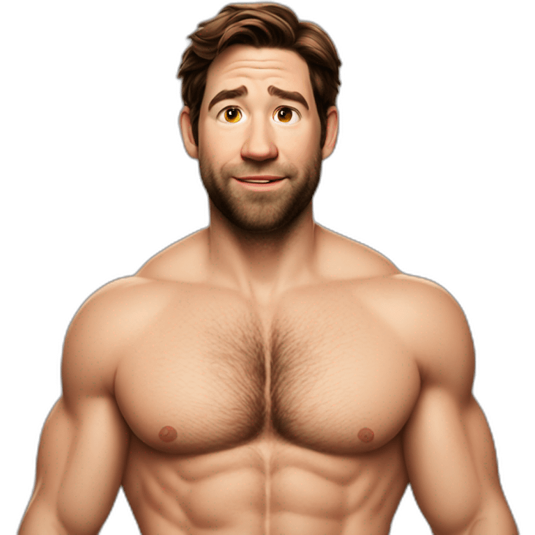 john krasinski without shirt and flexing emoji