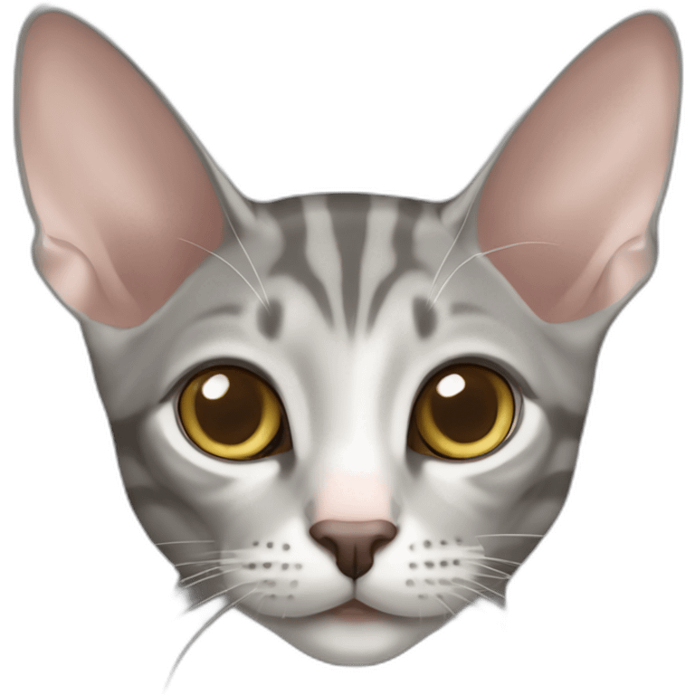 grey tabby oriental shorthair cat with large ears emoji