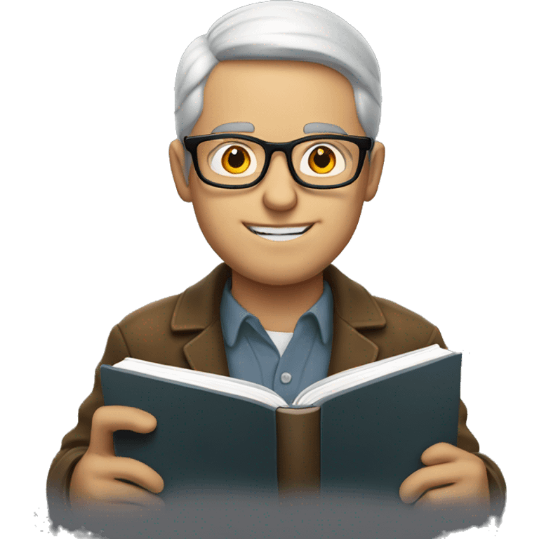 A white man in glasses with a book in his hands emoji