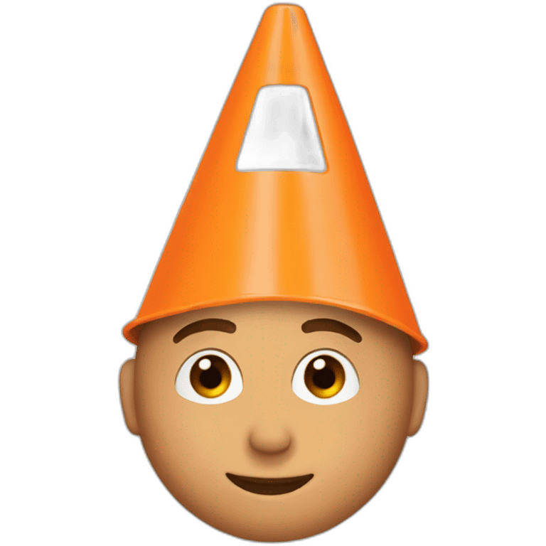 Orange traffic cone on a guy head emoji