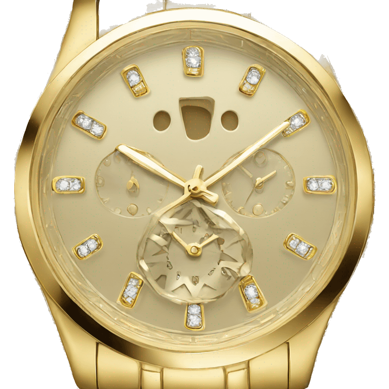 Gold watch with diamonds emoji