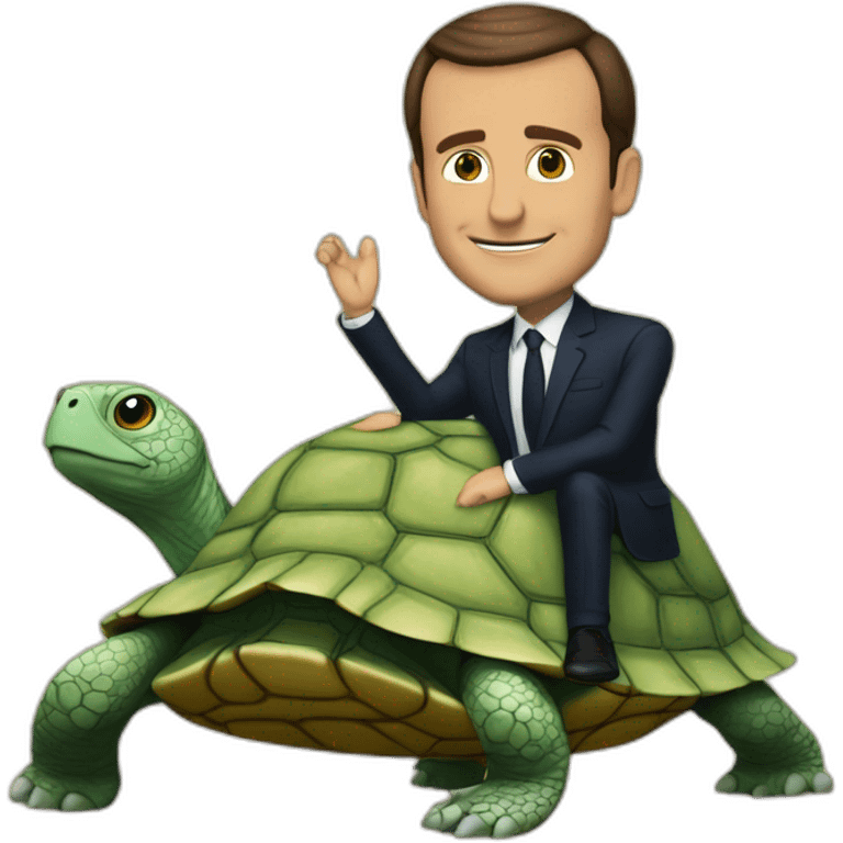 Macron sur une tortue emoji