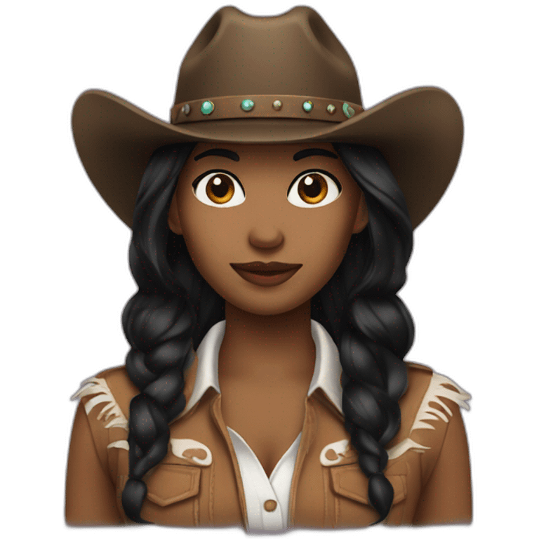 cowgirl straight black hair emoji