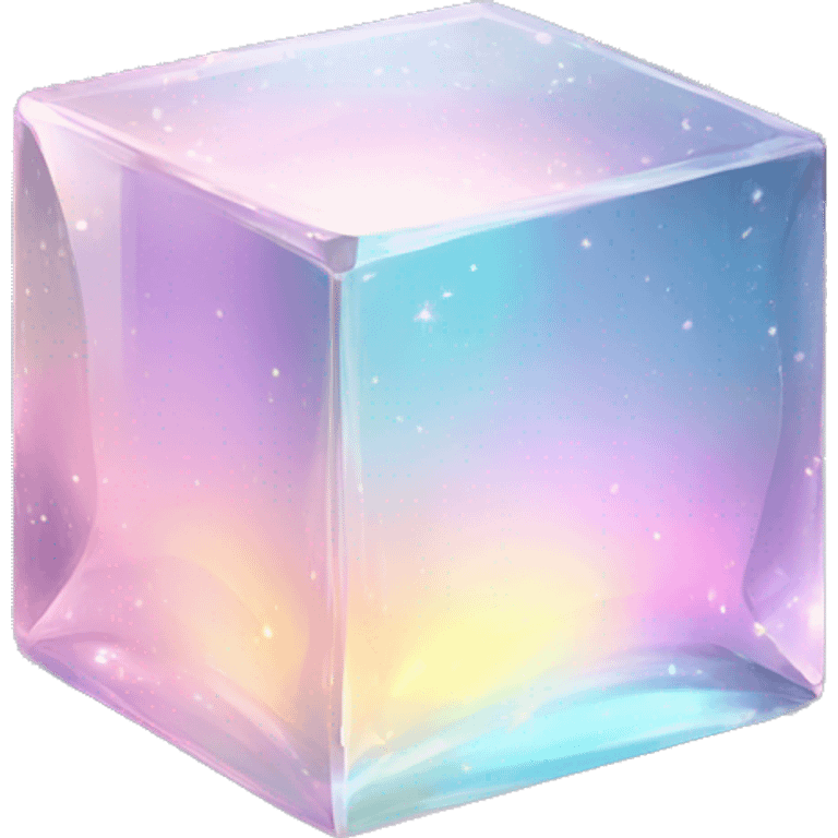 Sparkly glossy Pastel iridescent glass crystal cube emoji