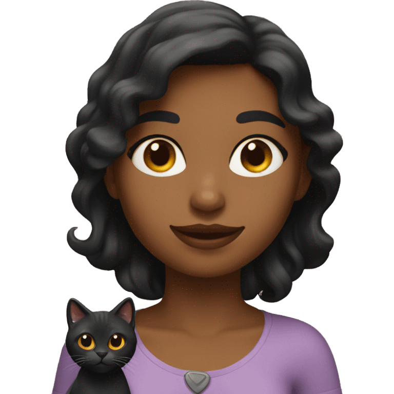 una chica con gato negro emoji