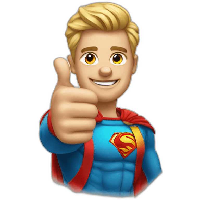 Portrait Super hero with thumbs up and shirt logo emoji