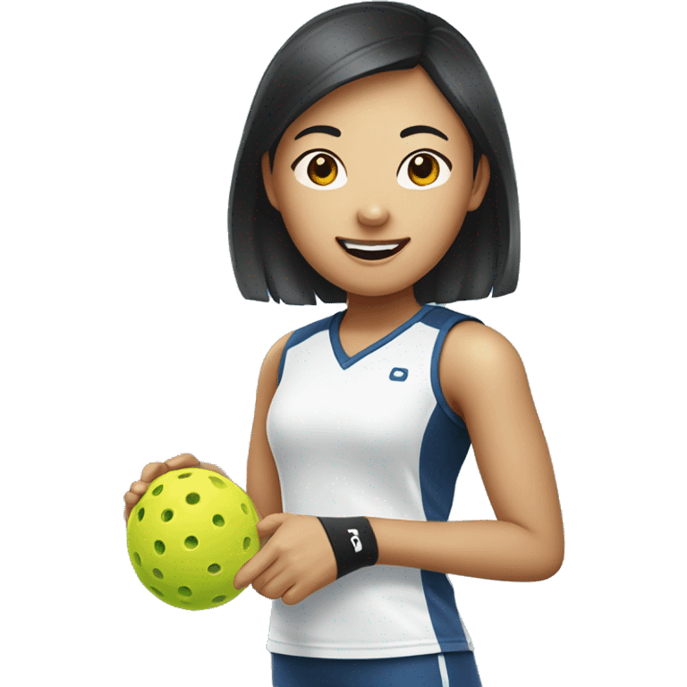 Asian girl is playing pickleball emoji