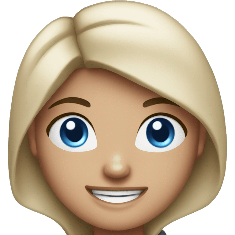 A girl with fair skin and dark hair , blue eyes , smiling and wearing boxing gloves emoji