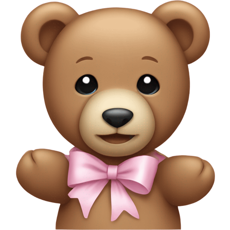 Teddy bear with light pink bow  emoji