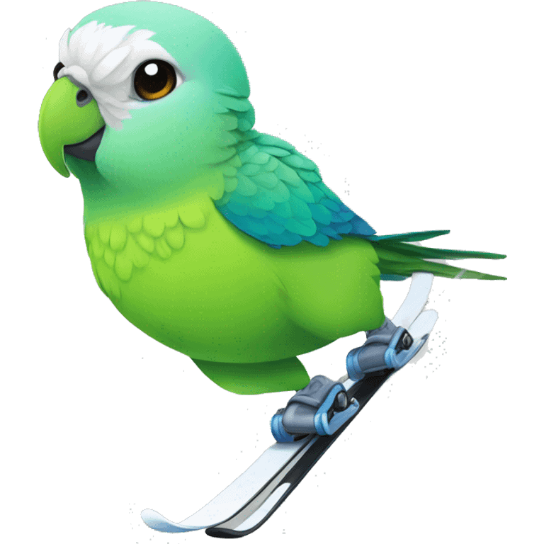 Parakeet skiing  emoji