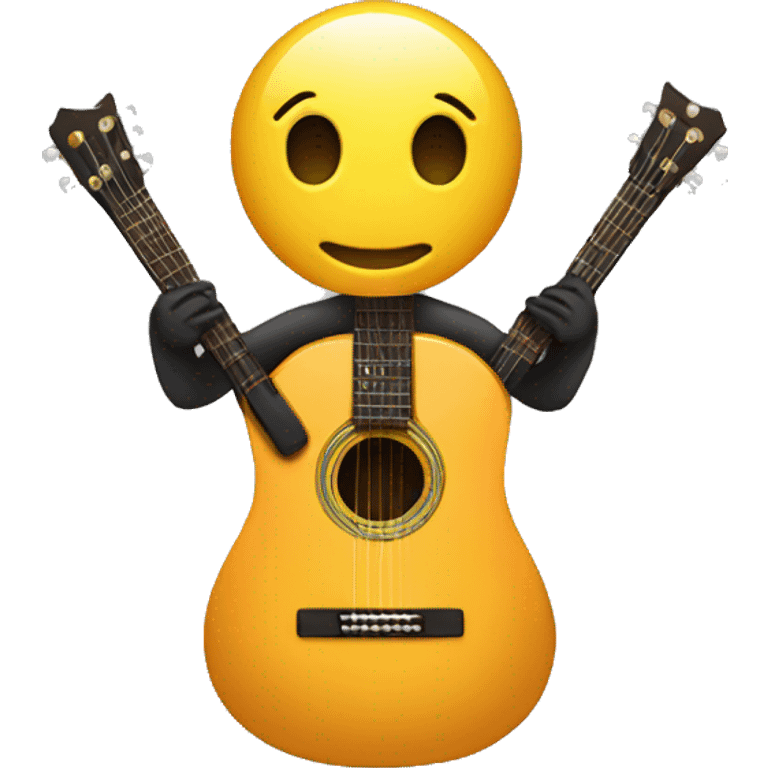 Stick figure with galsses playing guitar emoji