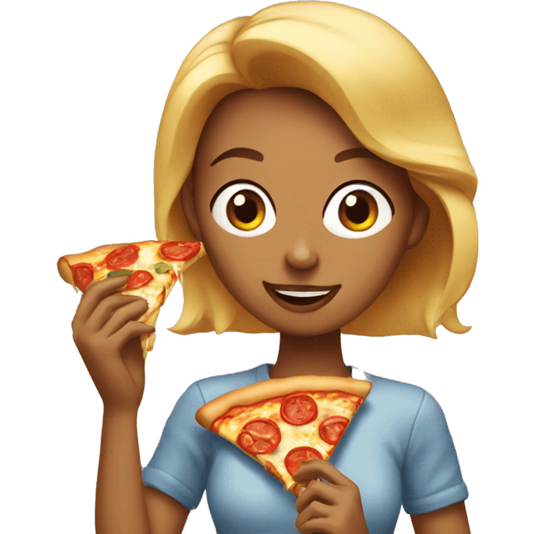 pretty woman eating pizza emoji