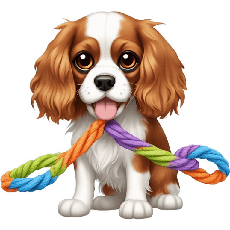 Cavalier with rope toy  emoji