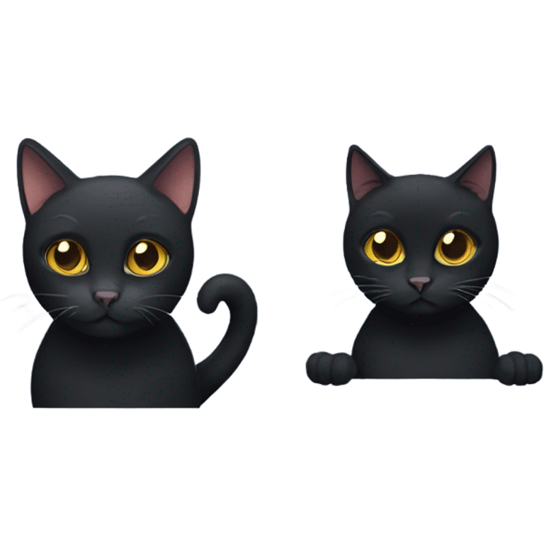 black cat and flat faced cat emoji