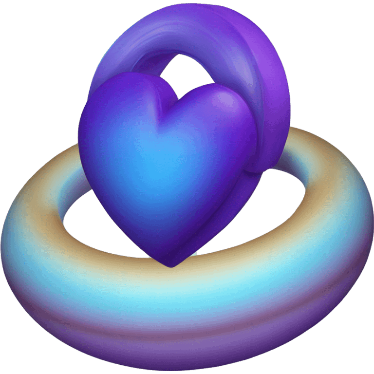 heart shape saturn with ring in blue and purple emoji