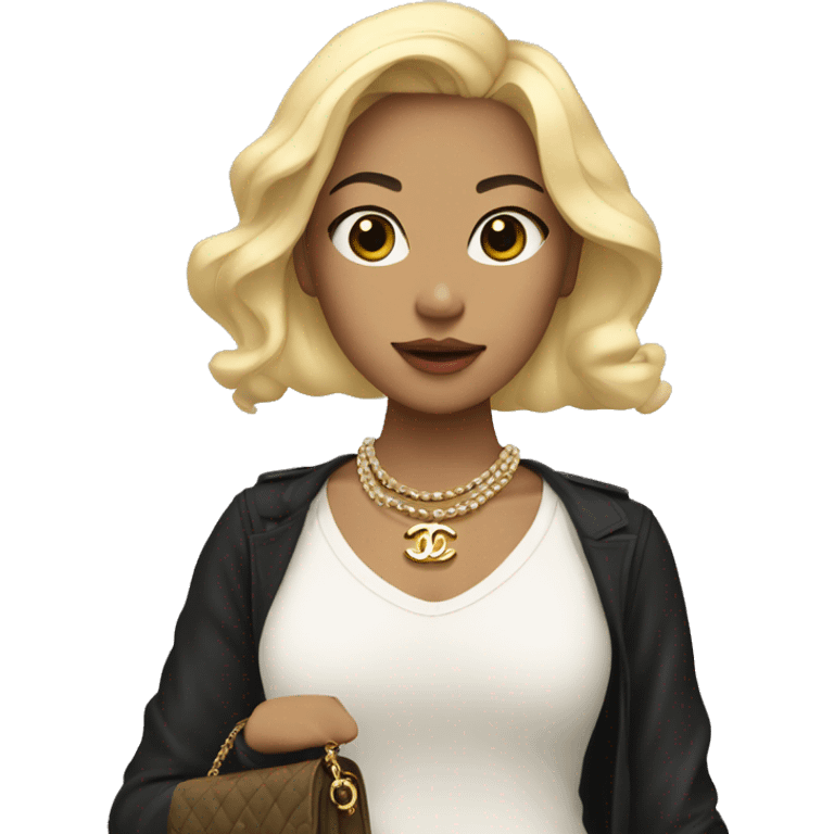 Blonde Asian girl with Chanel bag and necklace emoji