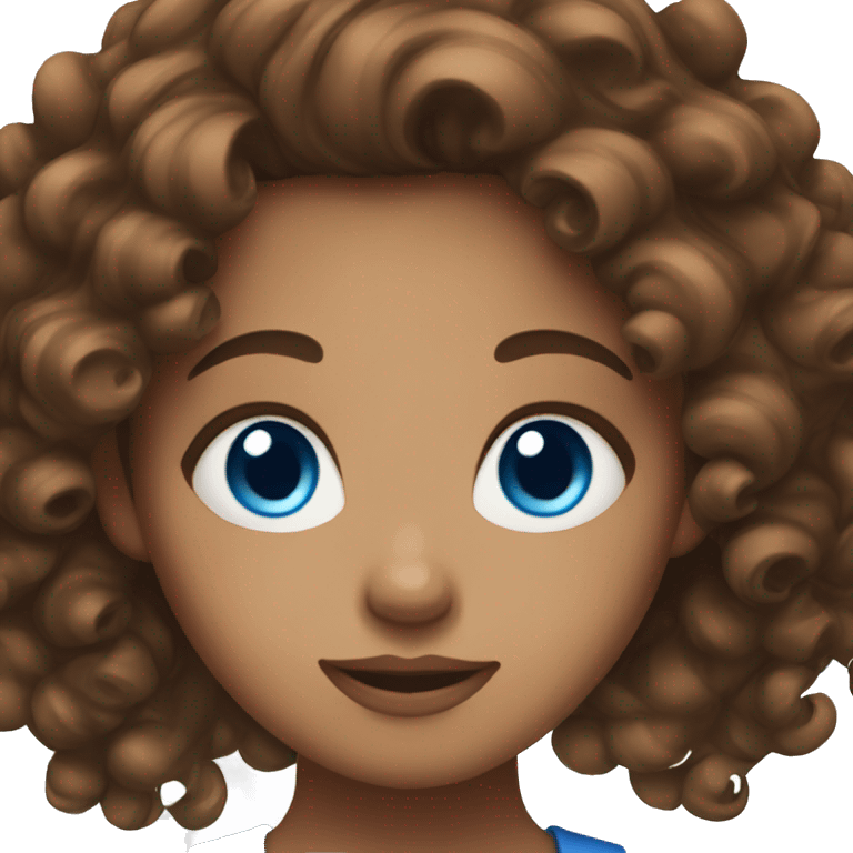 Girl with blue eyes and brown curly hair emoji