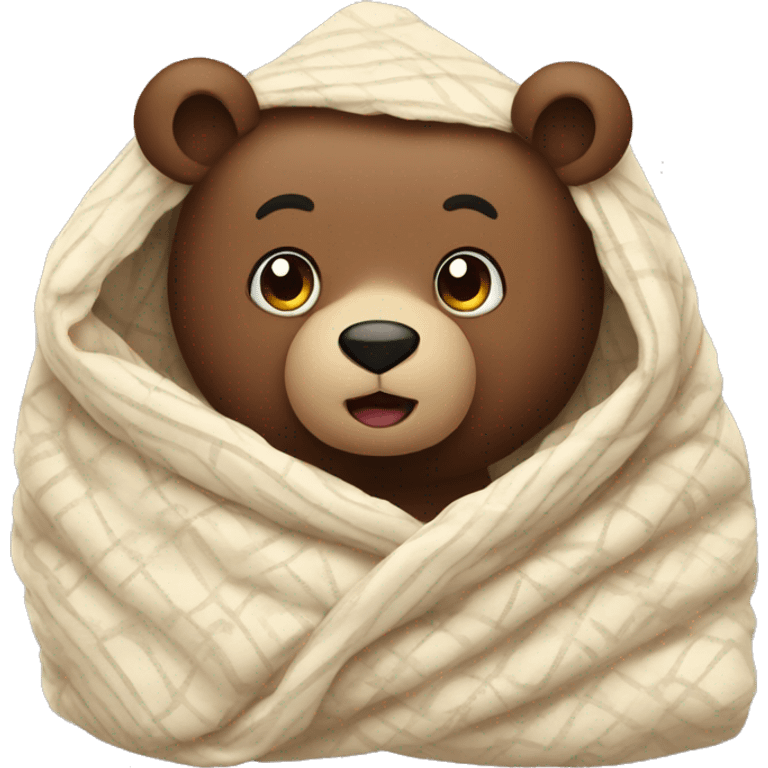 A bear in a cozy blanket  emoji