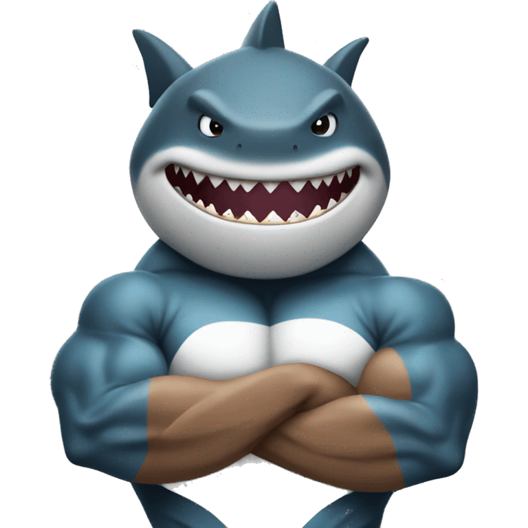 Bodybuilder shark with arms crossed emoji