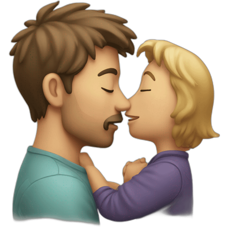 A man kissing à cat emoji