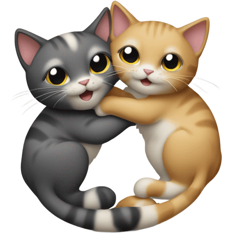 Two cats hugging  emoji