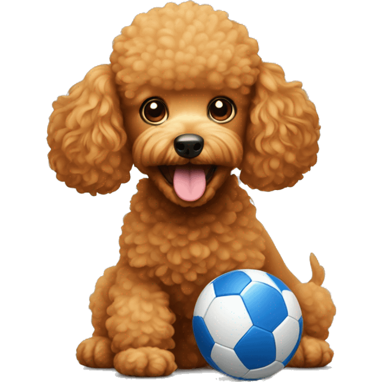 Ginger poodle playing with ball emoji