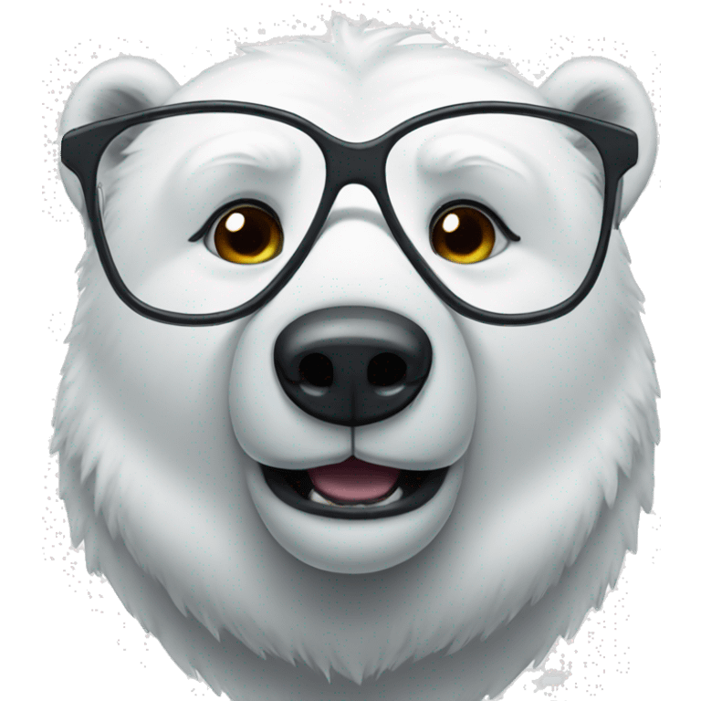 Polar bear with reading glasses emoji