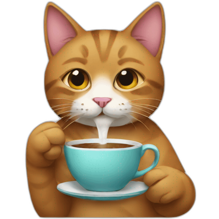 cat drinking coffe emoji