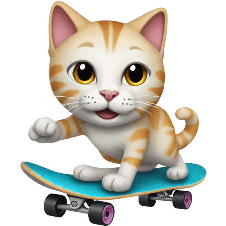 Cat riding a skateboard in The artic emoji