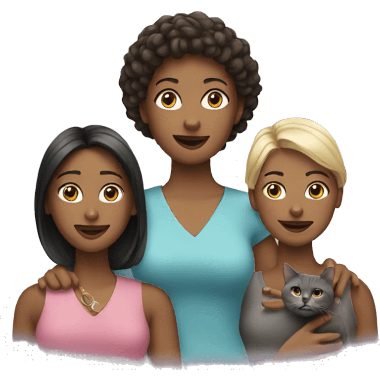 Two women and a cat emoji