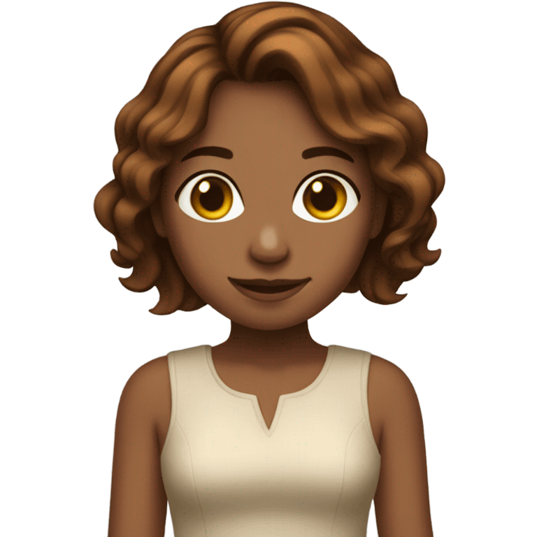 Cinnamon girl with short shoulder length brown hair emoji