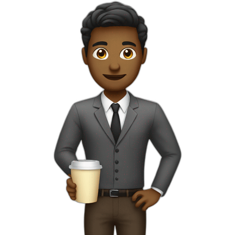 office employee staying with coffee emoji