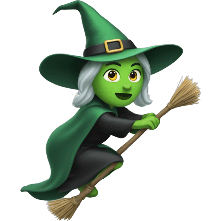 green witch on broomstick  emoji