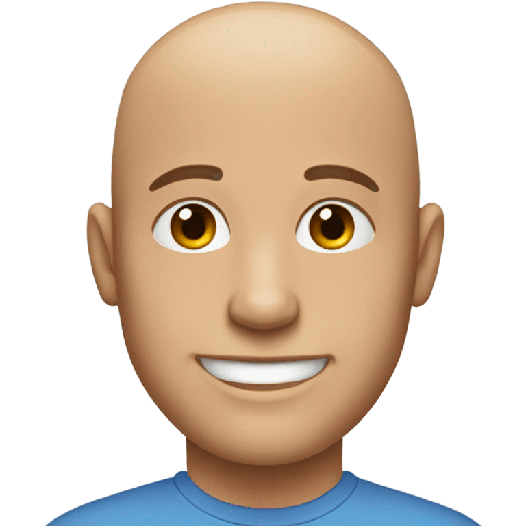 bald male in blue shirt smiling  emoji