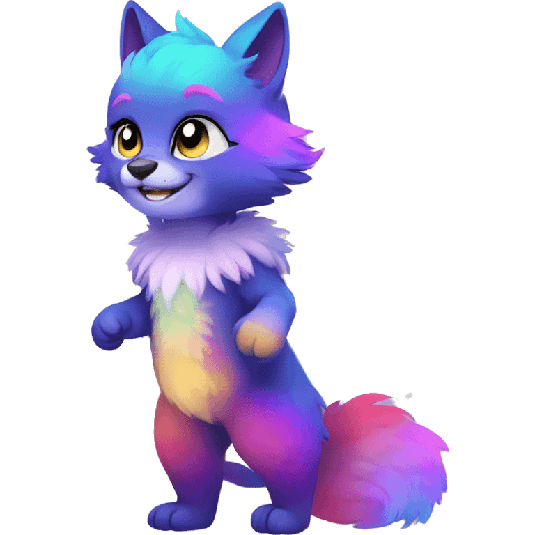 Colorful gradient-Sparkle-nebula-fursona anthropomorphic furry full body emoji