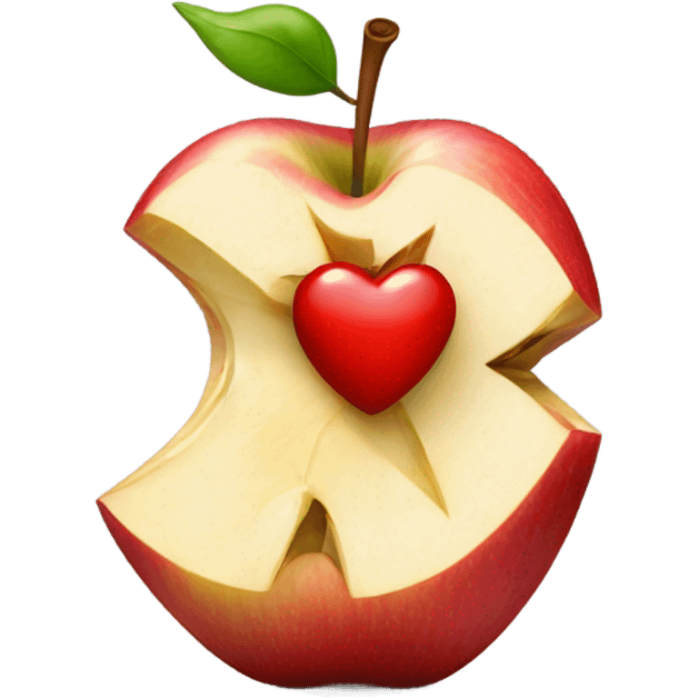 apple with a bite taken out of it but with a heart-shaped bite emoji