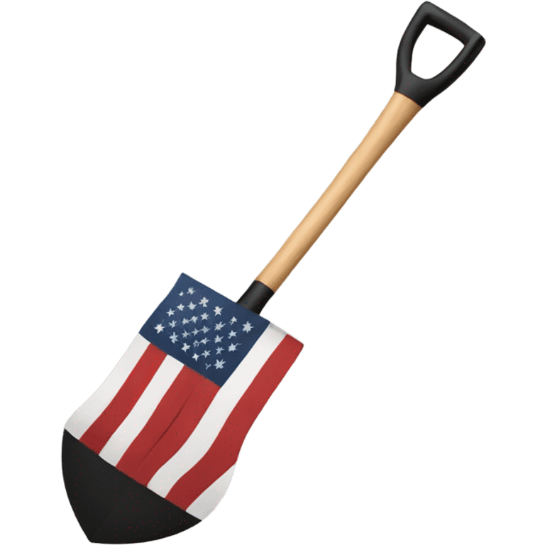 American flag connected to a black shovel emoji