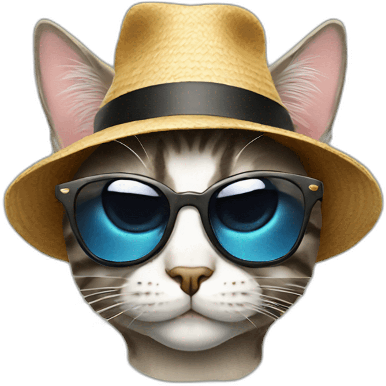 cat with sunglasses and a hat emoji