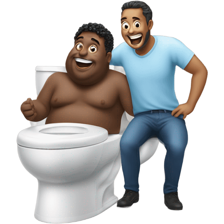 Skibidi toilet eating Oreos with a fat guy emoji