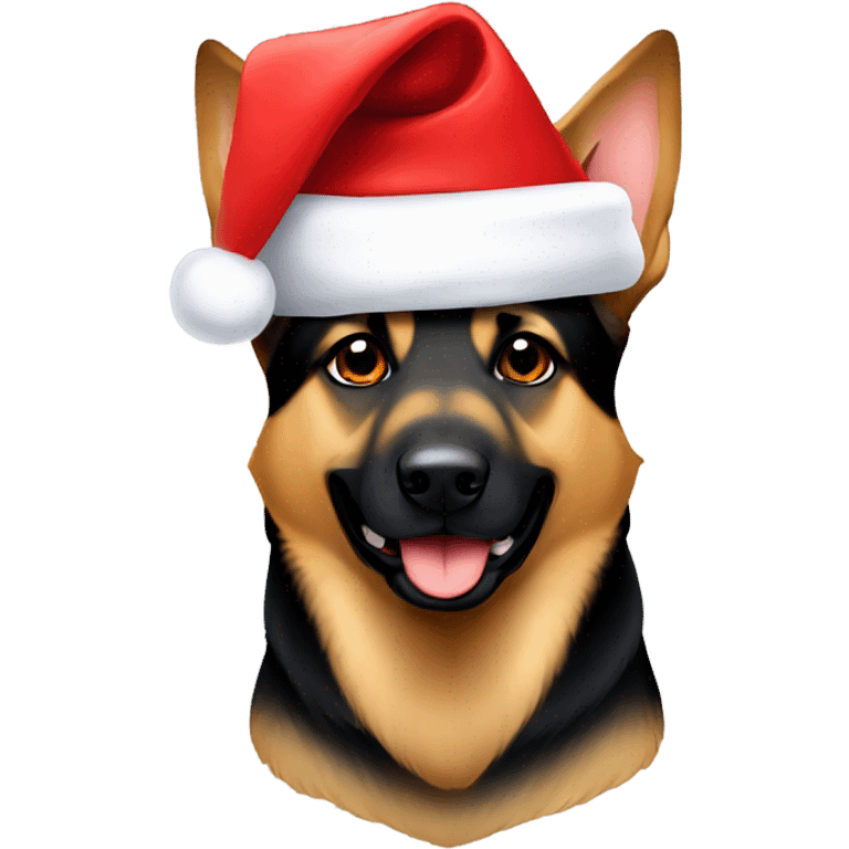 German Shepard with Santa hat emoji