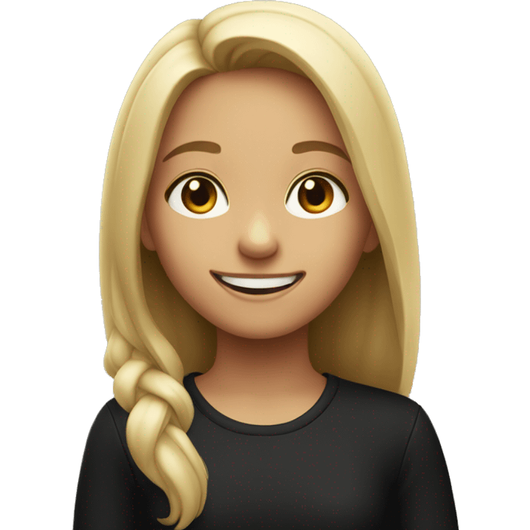 smiling girl in black shirt emoji