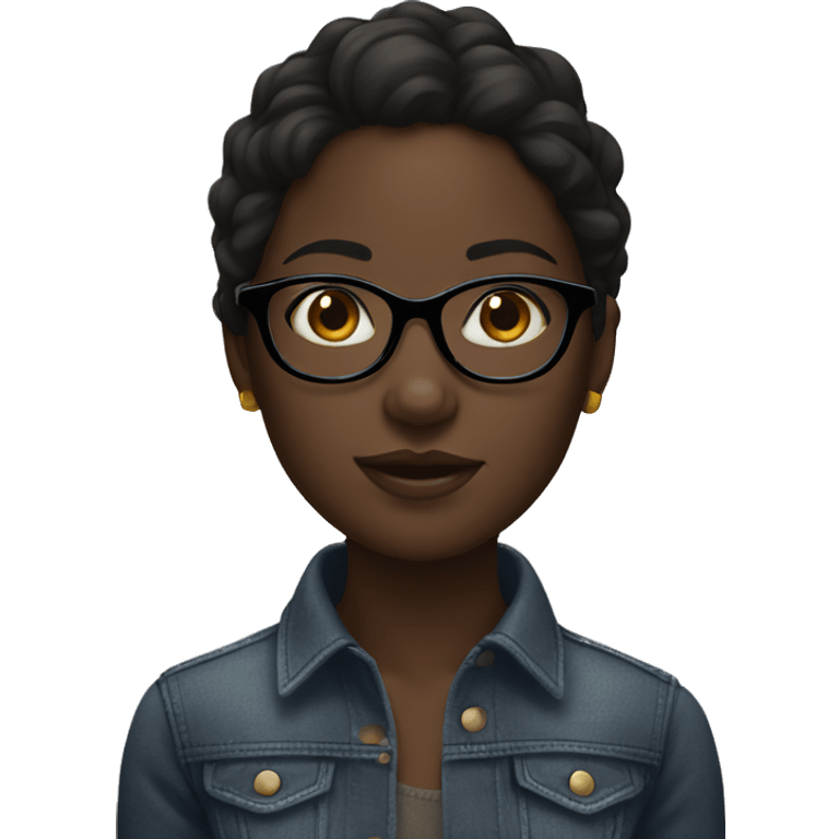 dark-skinned girl with glasses emoji