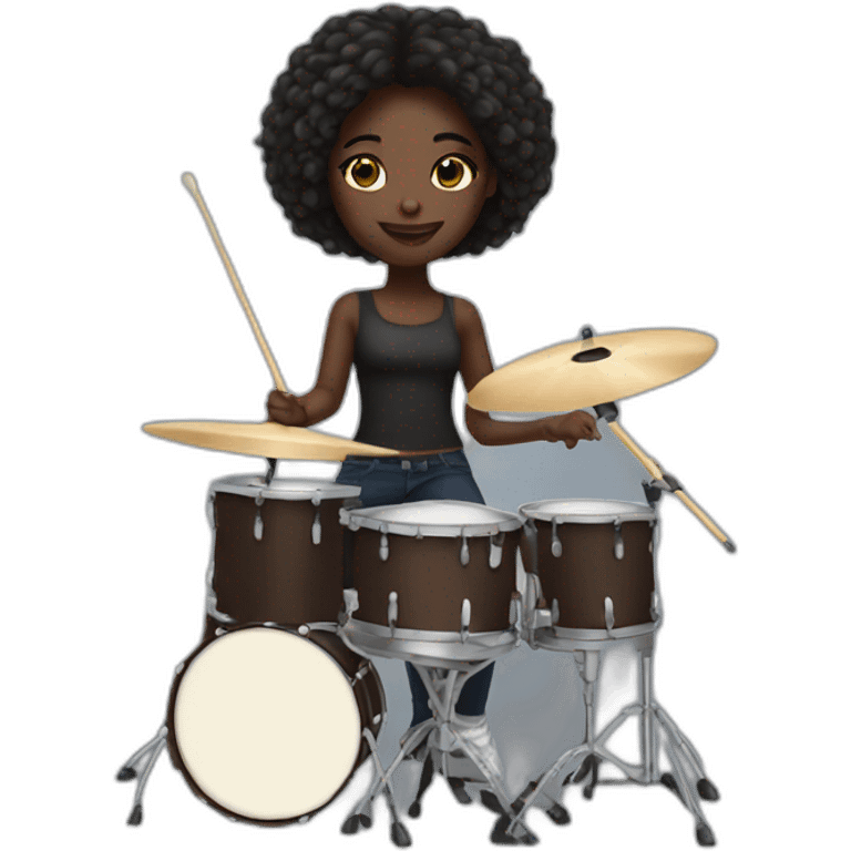 cute girl drummer dark skin emoji