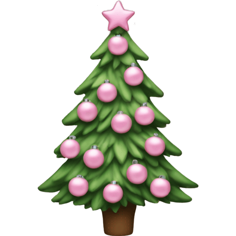 christmas tree with pale pink decorations emoji