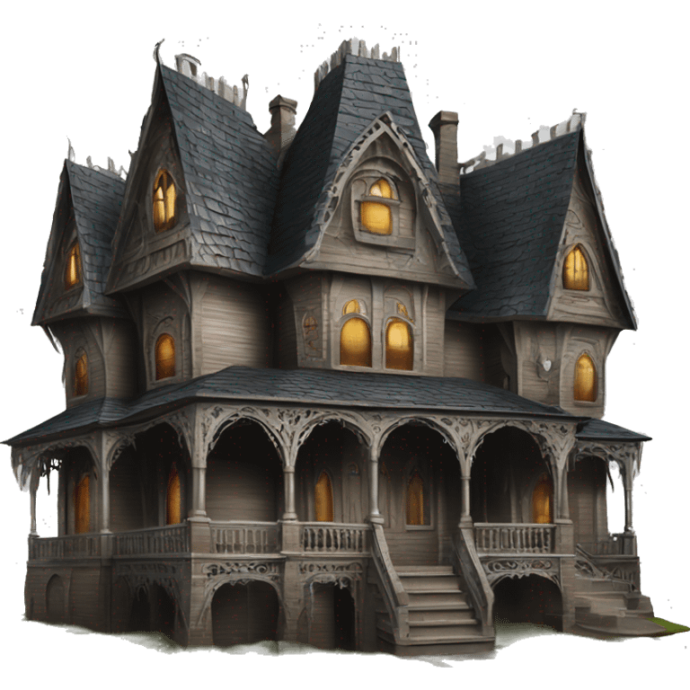 Realistic Huge ornate gothic Cardboard haunted house  emoji