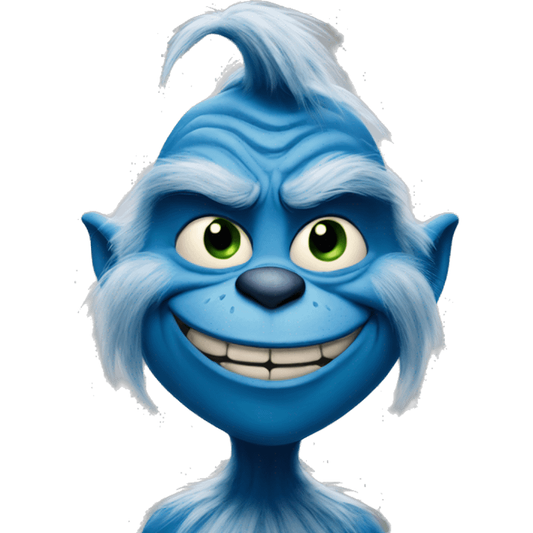 Blue Grinch smirking emoji